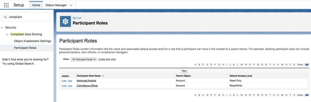 Compliant Data Sharing - Participant Roles Setup