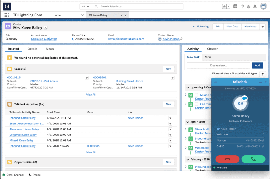 Talkdesk dialer for Salesforce